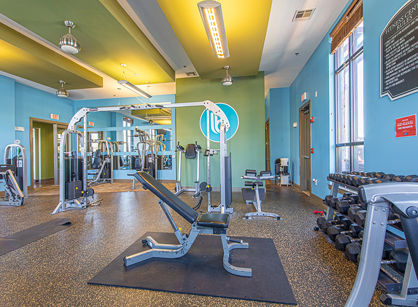 Fully stocked gym with machines and weights